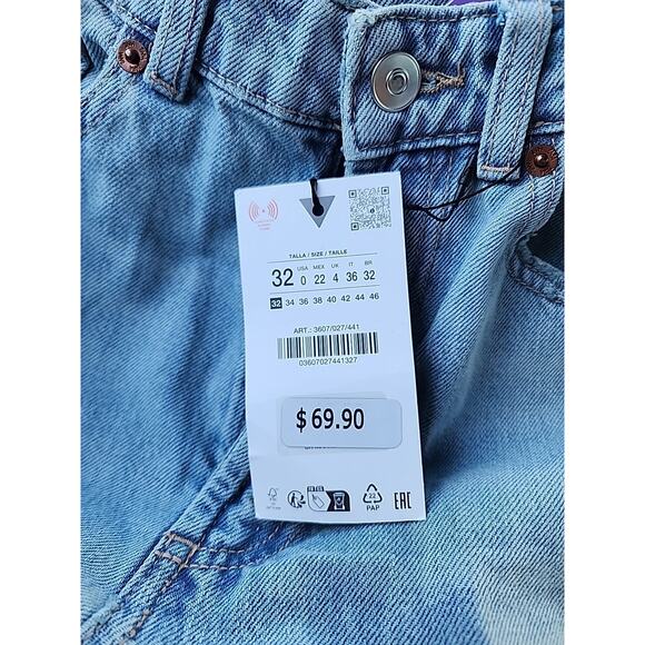 NWT Zara High Rise extra wide-leg blue jeans size 0 Light Blue Wash 31" Inseam - Picture 8 of 10